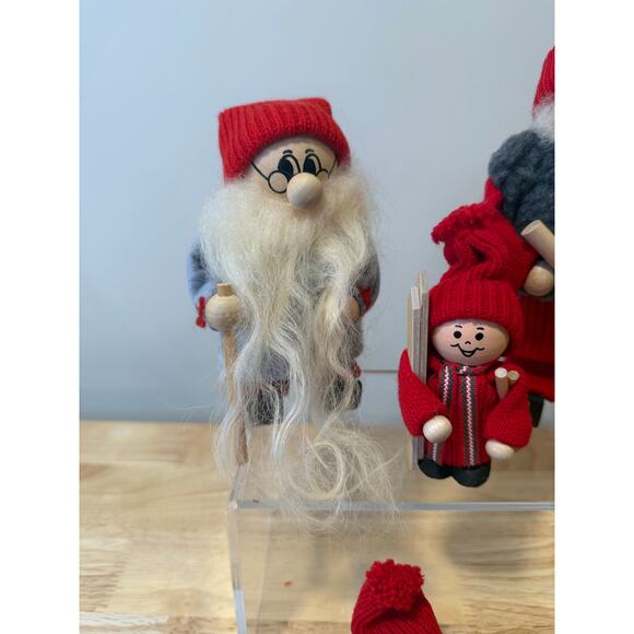 4 Ljungstroms Of Sweden Tomte Wooden Figure Winter Activities Ski Shovel Hike - Picture 3 of 13